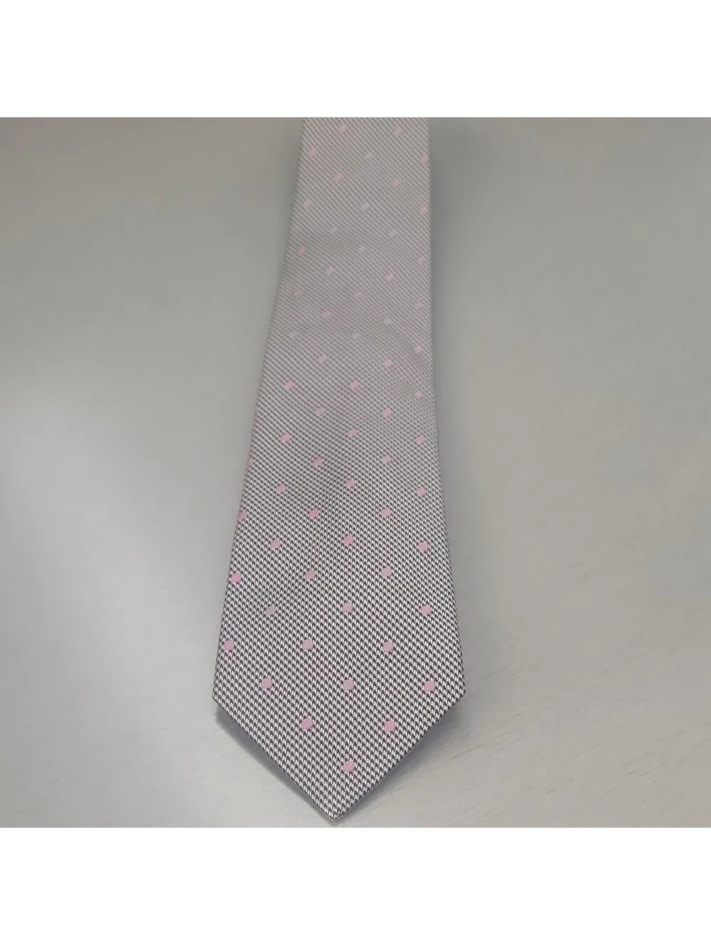 Lauren Ralph Lauren Men's Gray & Pink Polka Dot Woven Necktie Tie